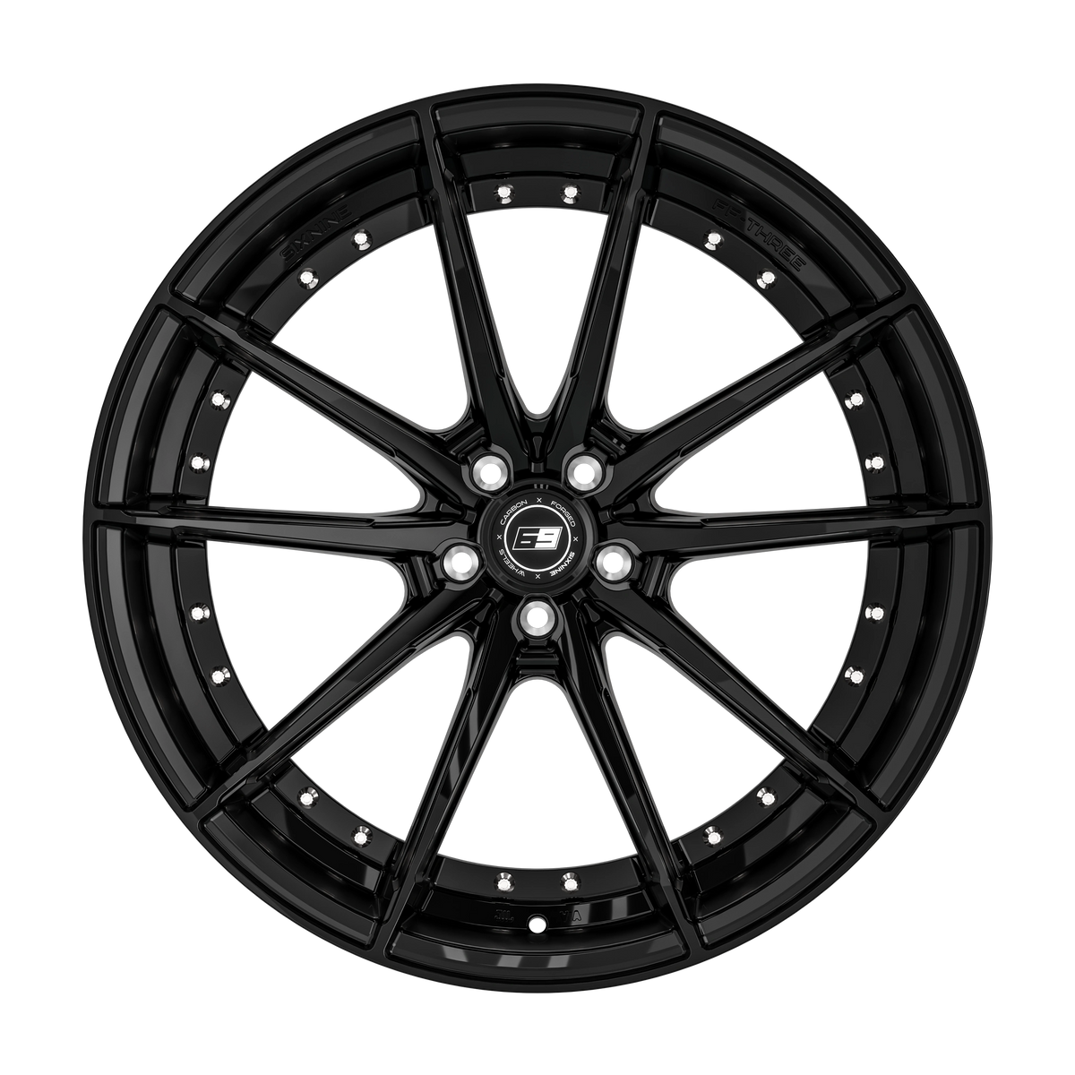 SIXNINE FF-THREE Felgensatz – 4 Felgen 2× 10,5x20 ET15 VA, 2× 11,5x21 ET17 HA, GlossyBlack passend für BMW M2 G87