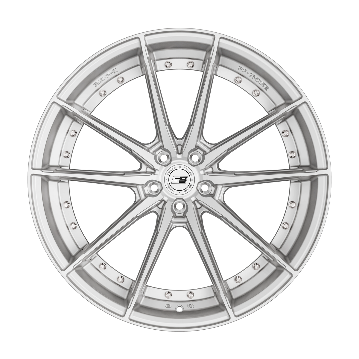 SIXNINE FF-THREE Felgensatz – 4 Felgen 2× 10,5x20 ET15 VA, 2× 11,5x21 ET17 HA, HyperSilver passend für BMW M2 G87