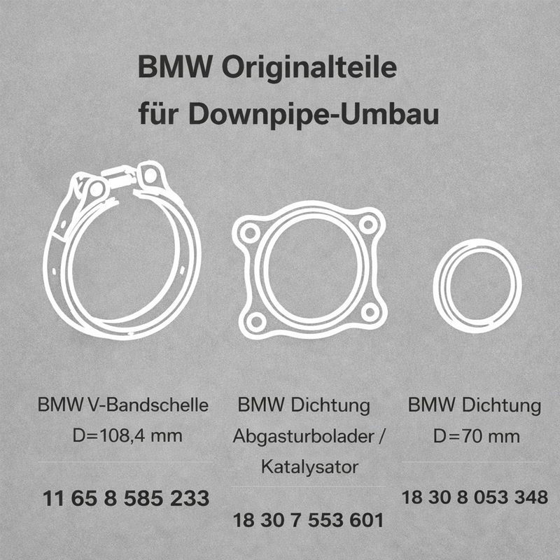Downpipe Befestigungssatz – Schrauben & V-Bandschelle passend für HJS & Grail | G87Parts.de