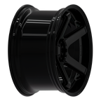 SIXNINE EVO-ONE Felgensatz – 4 Felgen 2× 10,5x20 ET15 VA, 2× 11x20 ET12 HA, GlossyBlack passend für BMW M2 G87 – Hinterachse 11x20 Seitenansicht