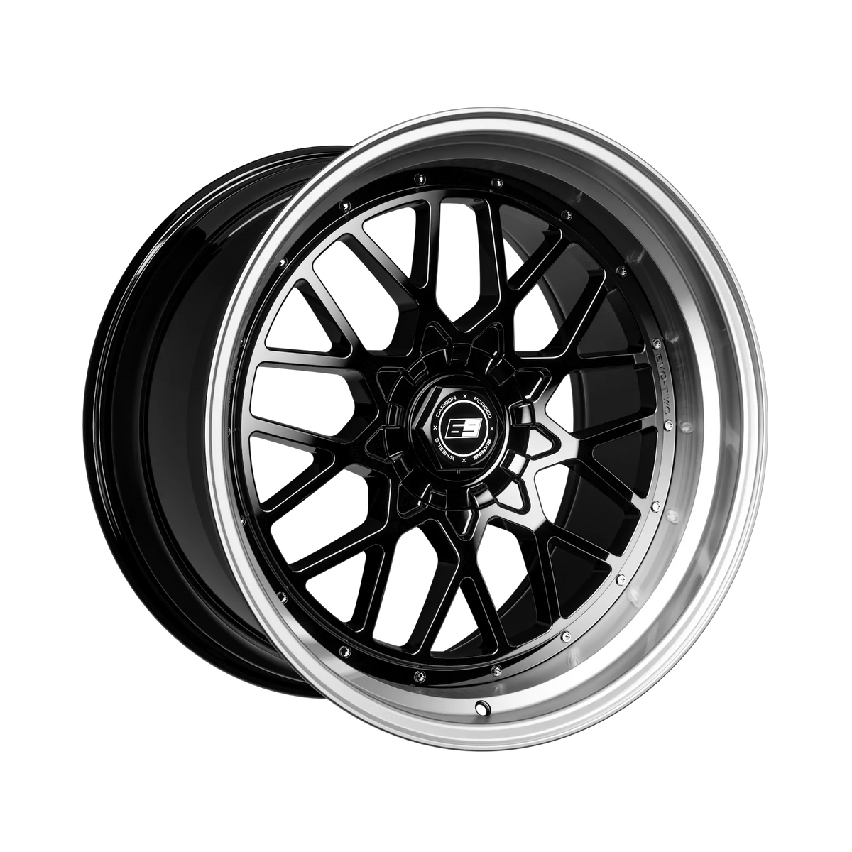 SIXNINE EVO-TWO Felgensatz – 4 Felgen 2× 10,5x20 ET15 VA, 2× 11,5x21 ET17 HA, GlossyBlack passend für BMW M2 G87 – Hinterachse 11,5x21 Halbansicht