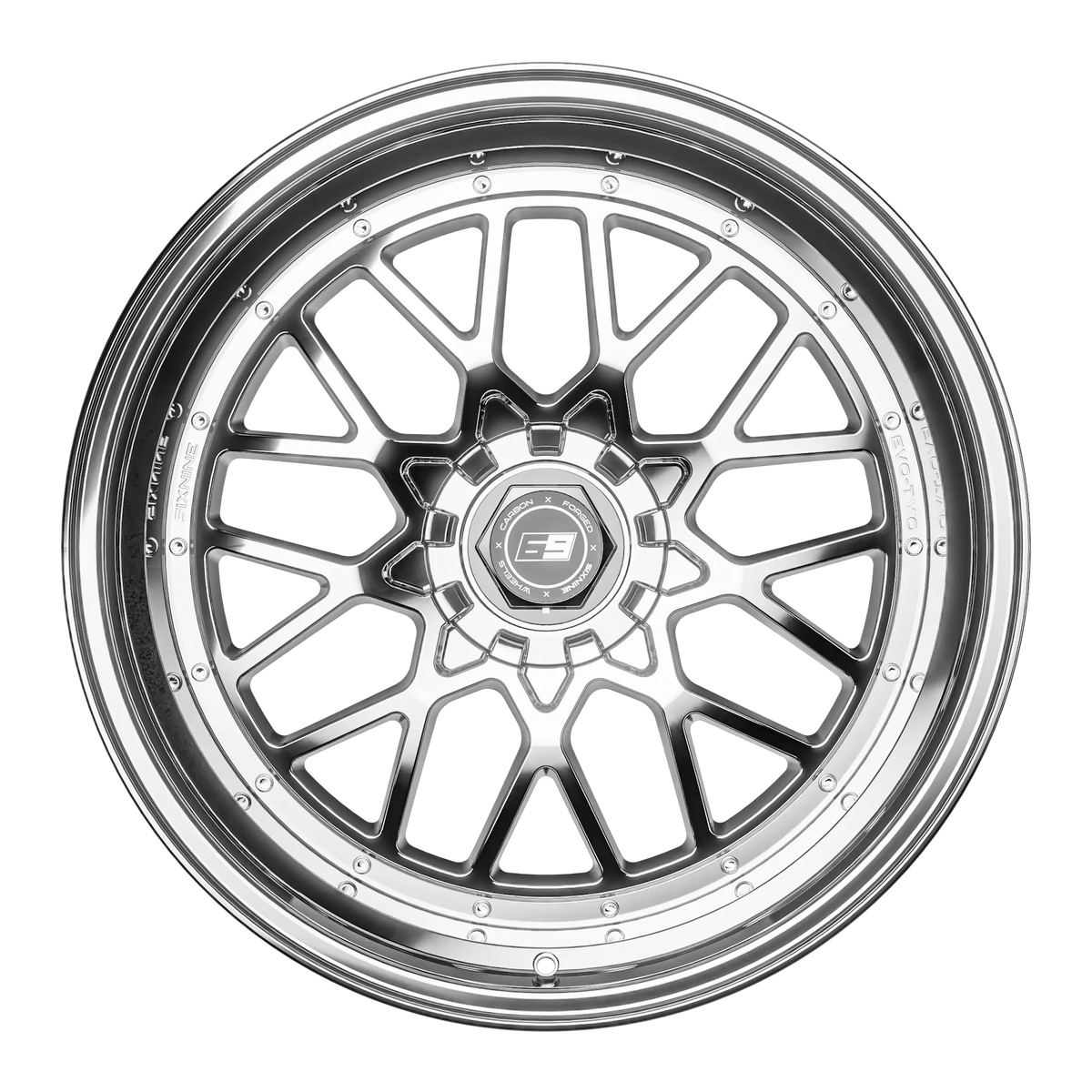 SIXNINE EVO-TWO Felgensatz – 4 Felgen 2× 10,5x20 ET15 VA, 2× 11,5x21 ET17 HA, LiquidMetal passend für BMW M2 G87 – Hinterachse 11,5x21 Frontansicht