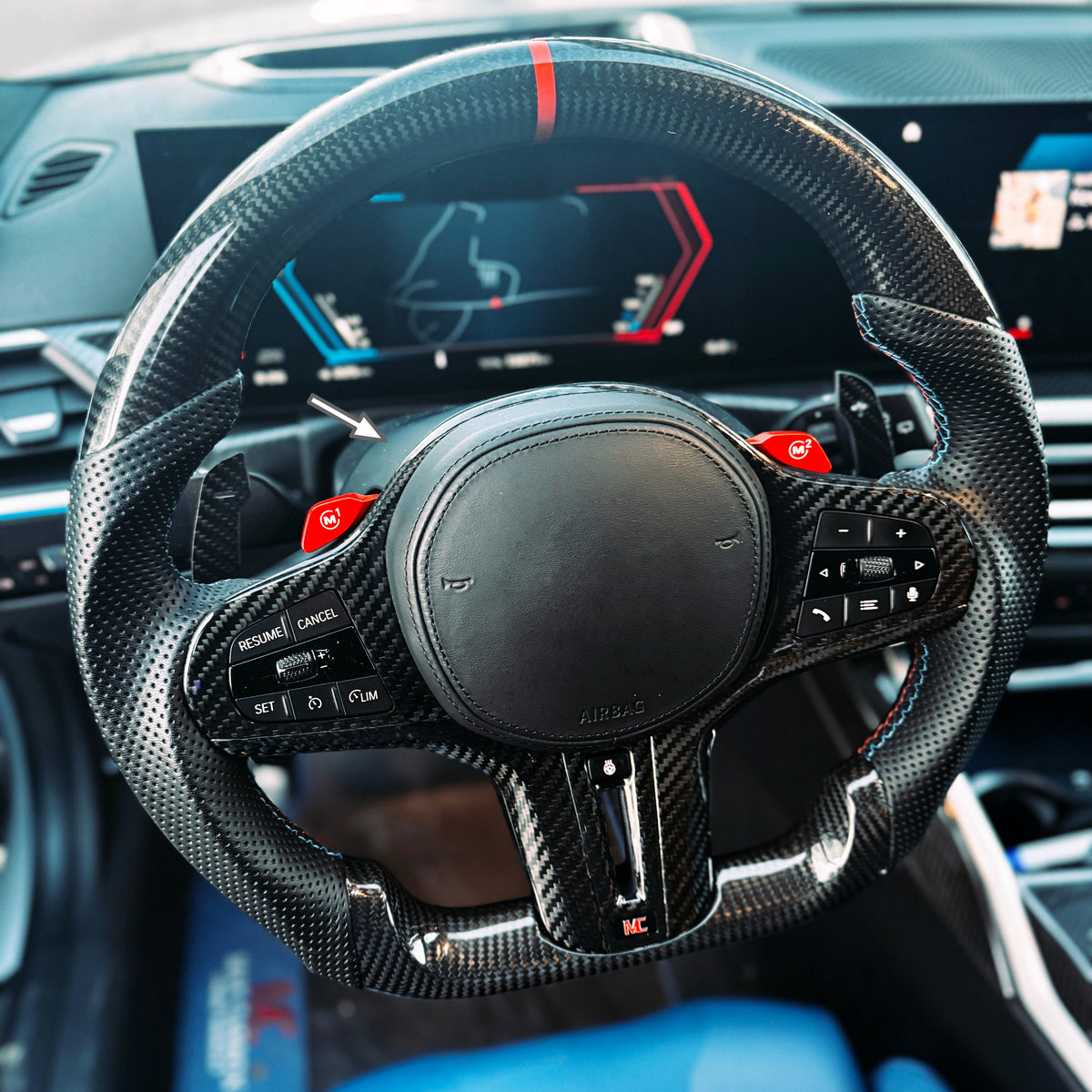 Max Carbon Dry Carbon Lenkrad Spange Oberteil für BMW M2/M3/M4 (G87 G80 G81 G82 G83) u. a. passend für BMW M2 G87