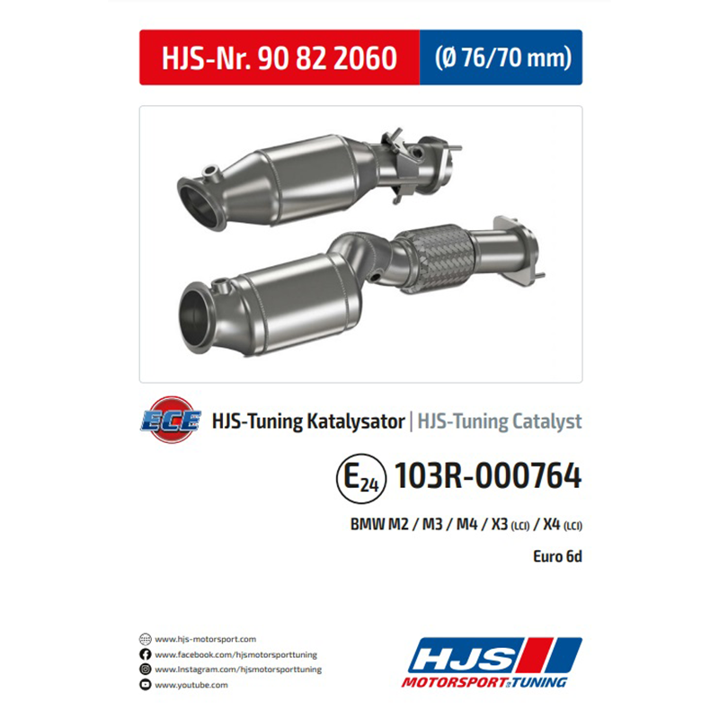 HJS 90822060 HJS ECE Downpipe passend für: BMW M2 M3 M4 G8X / X3 / X4 M F97 S58 OPF passend für BMW M2 G87